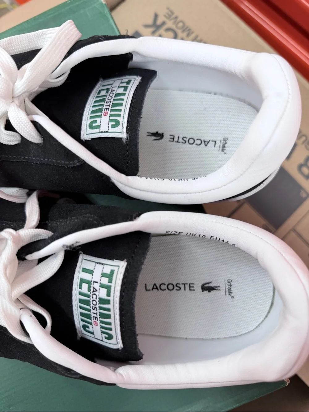 Lacoste Men's Black Suede Low-Top Sneakers with White Accents